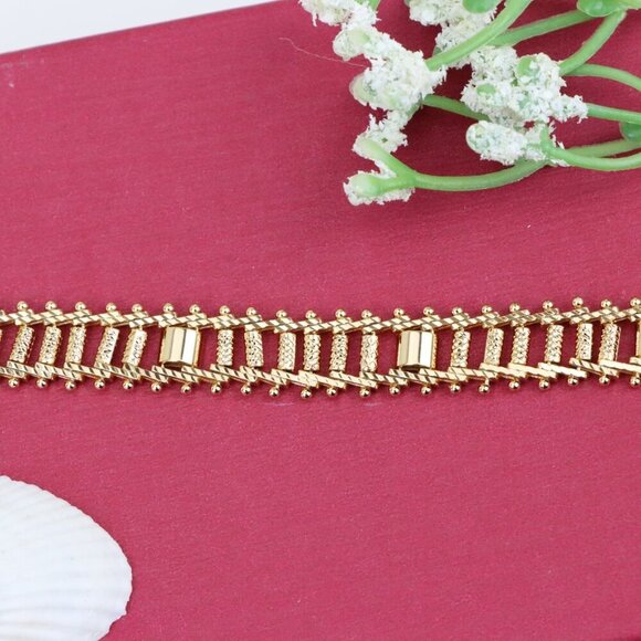 "Elegant Rose Gold Plated Textured Chain Bracelet, XPBL0867 - Picture 12 of 13